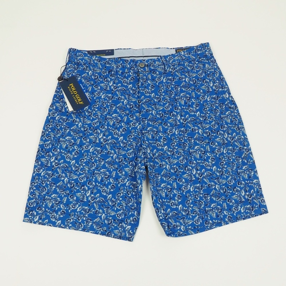 New Polo Golf Ralph Lauren Chino Shorts Mens 31 Blue Floral AOP Golf Classic Fit